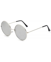 Aviator Round Glasses Men Women Steampunk Sunglasses Vintage Sunglasse Gold Colors - Silver - C818YKSW3GO $9.05