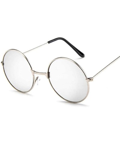 Aviator Round Glasses Men Women Steampunk Sunglasses Vintage Sunglasse Gold Colors - Silver - C818YKSW3GO $9.05