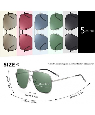 Square Square Polarized Sunglasses for Men Metal Frame Driving Fishing UV400 - C2black Red - C9199I24C7R $17.34