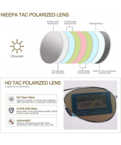 Aviator Men Aviator Sunglasses Women Polarized Lens UV 400 Protection - Blue Lens/Silver Frame - CB18HMNN04W $12.47