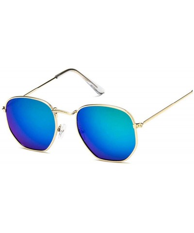 Round 2019 Retro Round Sunglasses Women Brand Designer Sun Glasses Alloy Mirror Ray Female Oculos De Sol - Gold Green - CJ198...