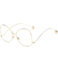 Goggle Women Metal Round Oversized Butterfly Shape Tinted Colored Lens Fashion Sunglasses - Clear/Gold - CL18WR9T2YI $15.98