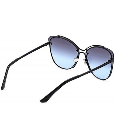 Cat Eye 2019 new sunglasses - rivets double beam sunglasses fashion cat eyes sunglasses ladies - D - CK18S0W0Q29 $35.51