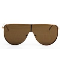 Oversized XL Vintage Retro Metal Flat Top Aviator Round Oversized Mens Womens Sunglasses - Gold / Brown - C1183CQ2IUA $9.52