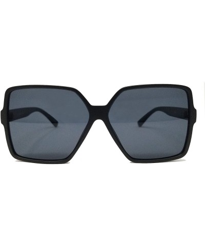 Square Oversize Stylish Square Neutral Colored Flat Lens Sunglasses IL1025 - Matte Black/ Black - CB18LEL5XC4 $21.45
