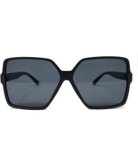 Square Oversize Stylish Square Neutral Colored Flat Lens Sunglasses IL1025 - Matte Black/ Black - CB18LEL5XC4 $14.12