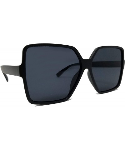 Square Oversize Stylish Square Neutral Colored Flat Lens Sunglasses IL1025 - Matte Black/ Black - CB18LEL5XC4 $14.12