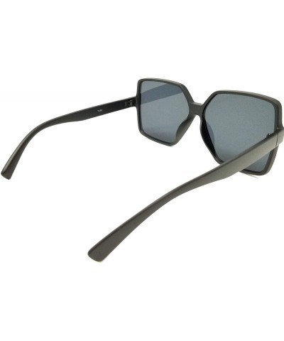 Square Oversize Stylish Square Neutral Colored Flat Lens Sunglasses IL1025 - Matte Black/ Black - CB18LEL5XC4 $14.12