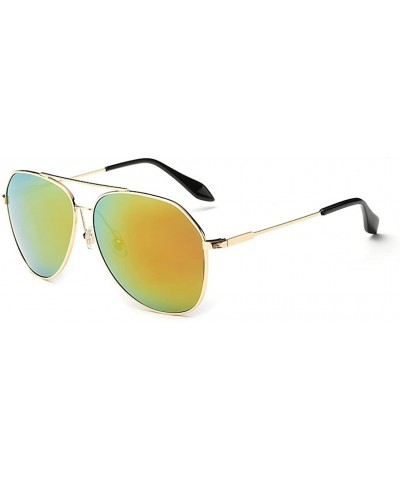 Aviator Unisex Mirrored Polarized Aviator Sunglasses Classic Retro Designer Uv400 60mm - Gold/Red - CS12EEU2S8P $12.04