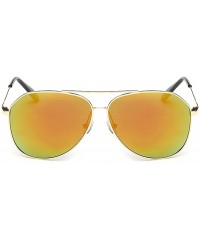 Aviator Unisex Mirrored Polarized Aviator Sunglasses Classic Retro Designer Uv400 60mm - Gold/Red - CS12EEU2S8P $12.04