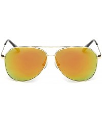 Aviator Unisex Mirrored Polarized Aviator Sunglasses Classic Retro Designer Uv400 60mm - Gold/Red - CS12EEU2S8P $12.04