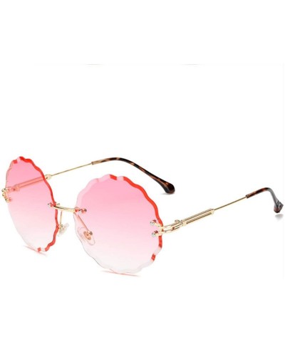 Round RimlRound Sunglasses Women Flower Gradient Sun Glasses Female Metal Frame Shades Eyewear UV400 - Pink Blue - CG199C4U89...