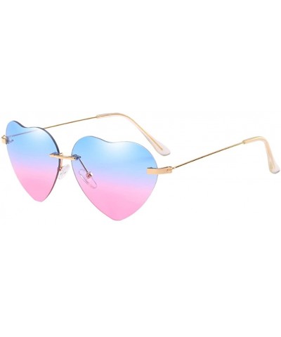 Sport Unique Fashion Design Heart-shaped Sunglasses Streetwear for Women Vintage - Blue&pink - CI18DLZS2AZ $16.07