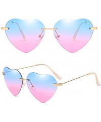 Sport Unique Fashion Design Heart-shaped Sunglasses Streetwear for Women Vintage - Blue&pink - CI18DLZS2AZ $16.07