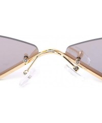 Rimless 2019 Cat Eye Sunglasses Vintage Fashion Rimless Triangle UV400 Brand Designer - 2 - C618X4ZXEQ6 $8.64