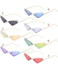 Rimless 2019 Cat Eye Sunglasses Vintage Fashion Rimless Triangle UV400 Brand Designer - 2 - C618X4ZXEQ6 $8.64