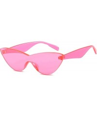 Cat Eye Colorful One Piece Rimless Transparent Cat Eye Sunglasses for Women Tinted Candy Colored Glasses - Pink - CZ18EYL3ZKY...