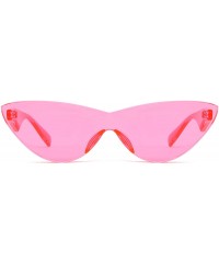 Cat Eye Colorful One Piece Rimless Transparent Cat Eye Sunglasses for Women Tinted Candy Colored Glasses - Pink - CZ18EYL3ZKY...