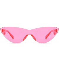 Cat Eye Colorful One Piece Rimless Transparent Cat Eye Sunglasses for Women Tinted Candy Colored Glasses - Pink - CZ18EYL3ZKY...