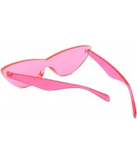 Cat Eye Colorful One Piece Rimless Transparent Cat Eye Sunglasses for Women Tinted Candy Colored Glasses - Pink - CZ18EYL3ZKY...