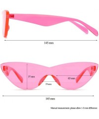 Cat Eye Colorful One Piece Rimless Transparent Cat Eye Sunglasses for Women Tinted Candy Colored Glasses - Pink - CZ18EYL3ZKY...