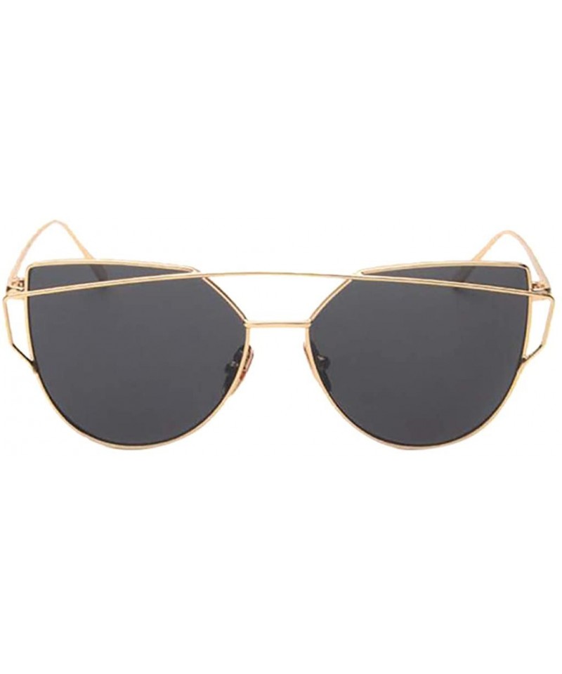 Oversized Sunglasses for Women Cat Eye Vintage Sunglasses Retro Mirror Glasses Eyewear - Gold - CO18QMXU20S $11.14