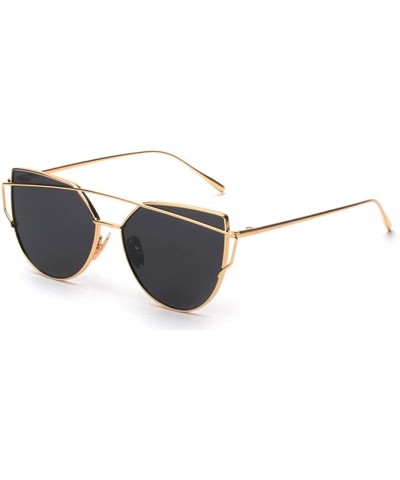 Oversized Sunglasses for Women Cat Eye Vintage Sunglasses Retro Mirror Glasses Eyewear - Gold - CO18QMXU20S $11.14