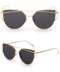 Oversized Sunglasses for Women Cat Eye Vintage Sunglasses Retro Mirror Glasses Eyewear - Gold - CO18QMXU20S $11.14