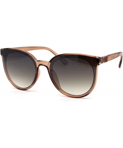 Round Womens Hipster Elegant Round Horn Rim Plastic Sunglasses - Beige Smoke - CY195KITW6M $21.99
