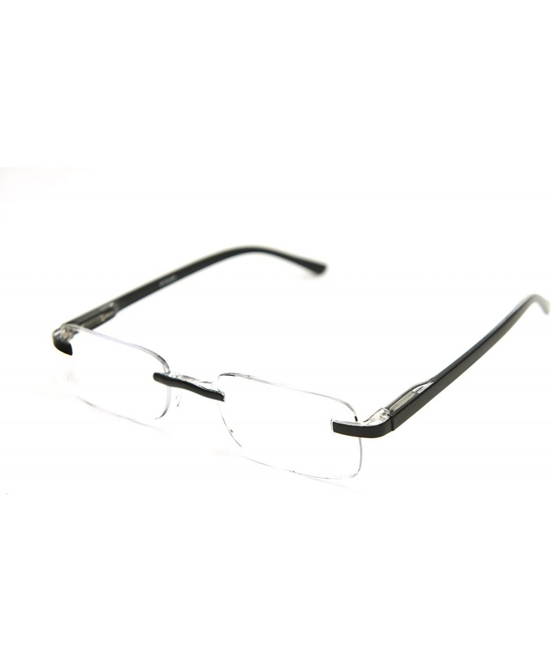 Rimless Super Lightweight Reading Glasses Free Pouch HalfRim - Shiny Black Crystal - CX12O0YDWIR $16.22