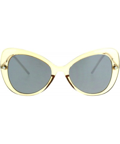 Butterfly Womens Mod Gothic Unique Retro Panel Plastic Butterfly Designer Sunglasses - Beige Mirror - CK182YM3XIK $11.54