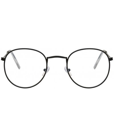 Rimless Round Glasses Frame Men Anti Blue Light Glasses Women Fake Glasses Oval Eyeglasses Frame Transparent Lens - CM194OO7I...