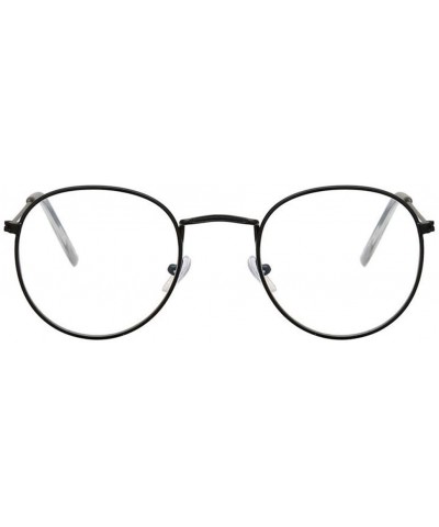 Rimless Round Glasses Frame Men Anti Blue Light Glasses Women Fake Glasses Oval Eyeglasses Frame Transparent Lens - CM194OO7I...