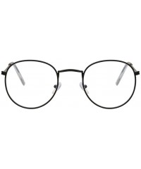 Rimless Round Glasses Frame Men Anti Blue Light Glasses Women Fake Glasses Oval Eyeglasses Frame Transparent Lens - CM194OO7I...