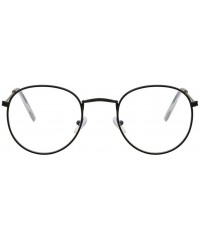 Rimless Round Glasses Frame Men Anti Blue Light Glasses Women Fake Glasses Oval Eyeglasses Frame Transparent Lens - CM194OO7I...