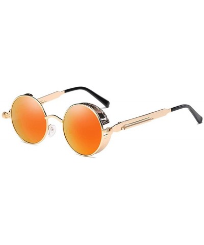 Round Polarized Sunglasses Retro Punk Glasses Vampire too glasses - Orange Color - CZ1888C773C $44.81