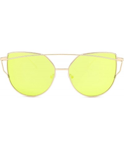 Oversized Sunglasses for Women - Cat Eye Mirrored/Transparent Flat Lenses Metal Frame Sunglasses UV400 - CX18M933CG9 $13.39