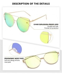 Oversized Sunglasses for Women - Cat Eye Mirrored/Transparent Flat Lenses Metal Frame Sunglasses UV400 - CX18M933CG9 $20.09