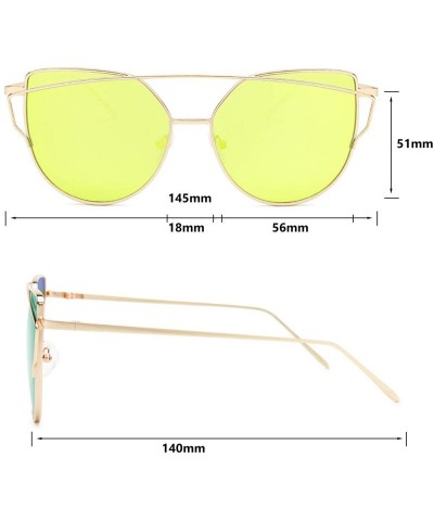 Oversized Sunglasses for Women - Cat Eye Mirrored/Transparent Flat Lenses Metal Frame Sunglasses UV400 - CX18M933CG9 $13.39