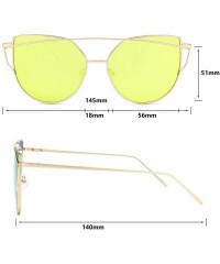 Oversized Sunglasses for Women - Cat Eye Mirrored/Transparent Flat Lenses Metal Frame Sunglasses UV400 - CX18M933CG9 $20.09