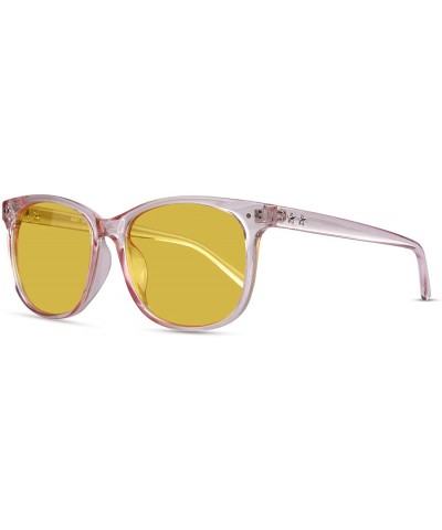 Square Night Vision Driving Glasses Polarized Anti-glare Clear Sun Glasses Men & Women Fashion - Pink - C518A8NK98W $19.72