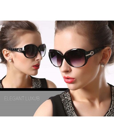 Goggle polarized drive sunglasses ladies fashion big frame glasses retro sunglasses - Bright Black Frame - CQ183MLMG6L $34.06