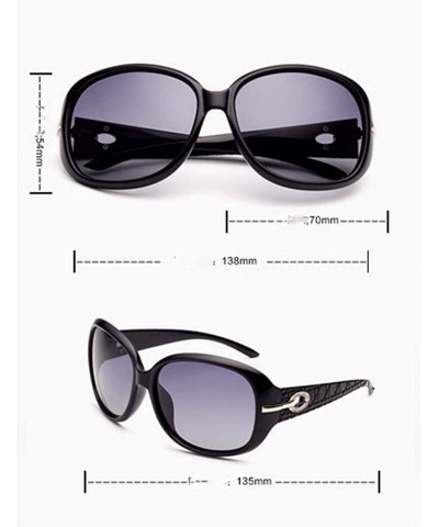 Goggle polarized drive sunglasses ladies fashion big frame glasses retro sunglasses - Bright Black Frame - CQ183MLMG6L $34.06