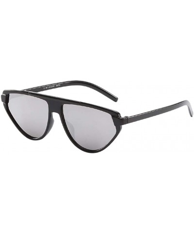Rectangular Unisex Fashion Sunglasses-Retro Eyewear Vintage Eye Radiation Protection - Silver - CI18OZ7DKKC $18.41