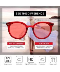 Goggle Round Sunglasses For Women Polarized Oversized Vintage Retro Fashion Shades - Red Frame Clear Tinted Red Lens - CM18QQ...