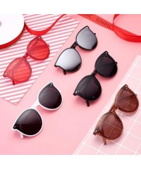 Goggle Round Sunglasses For Women Polarized Oversized Vintage Retro Fashion Shades - Red Frame Clear Tinted Red Lens - CM18QQ...