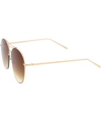 Oversized Oversized Metal Frame Brow Bar Semi-Rimless Gradient Flat Lens Aviator Sunglasses 60mm - Gold / Amber - CZ12MAUIOFU...