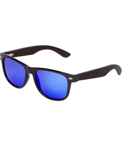 Square Wood Sunglasses for Men and Women - Wayfarer Style Wooden Polarized Sunglasses - Blue - C618WROTA7X $24.43