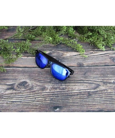 Square Wood Sunglasses for Men and Women - Wayfarer Style Wooden Polarized Sunglasses - Blue - C618WROTA7X $24.43