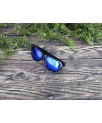 Square Wood Sunglasses for Men and Women - Wayfarer Style Wooden Polarized Sunglasses - Blue - C618WROTA7X $24.43
